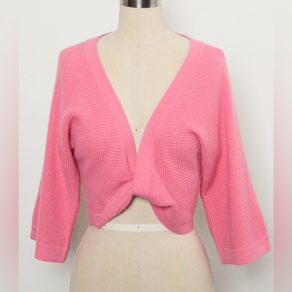 Short-Sleeve Twist-Front Sweater 100%Cashmere [NEW] - Picture 1 of 3